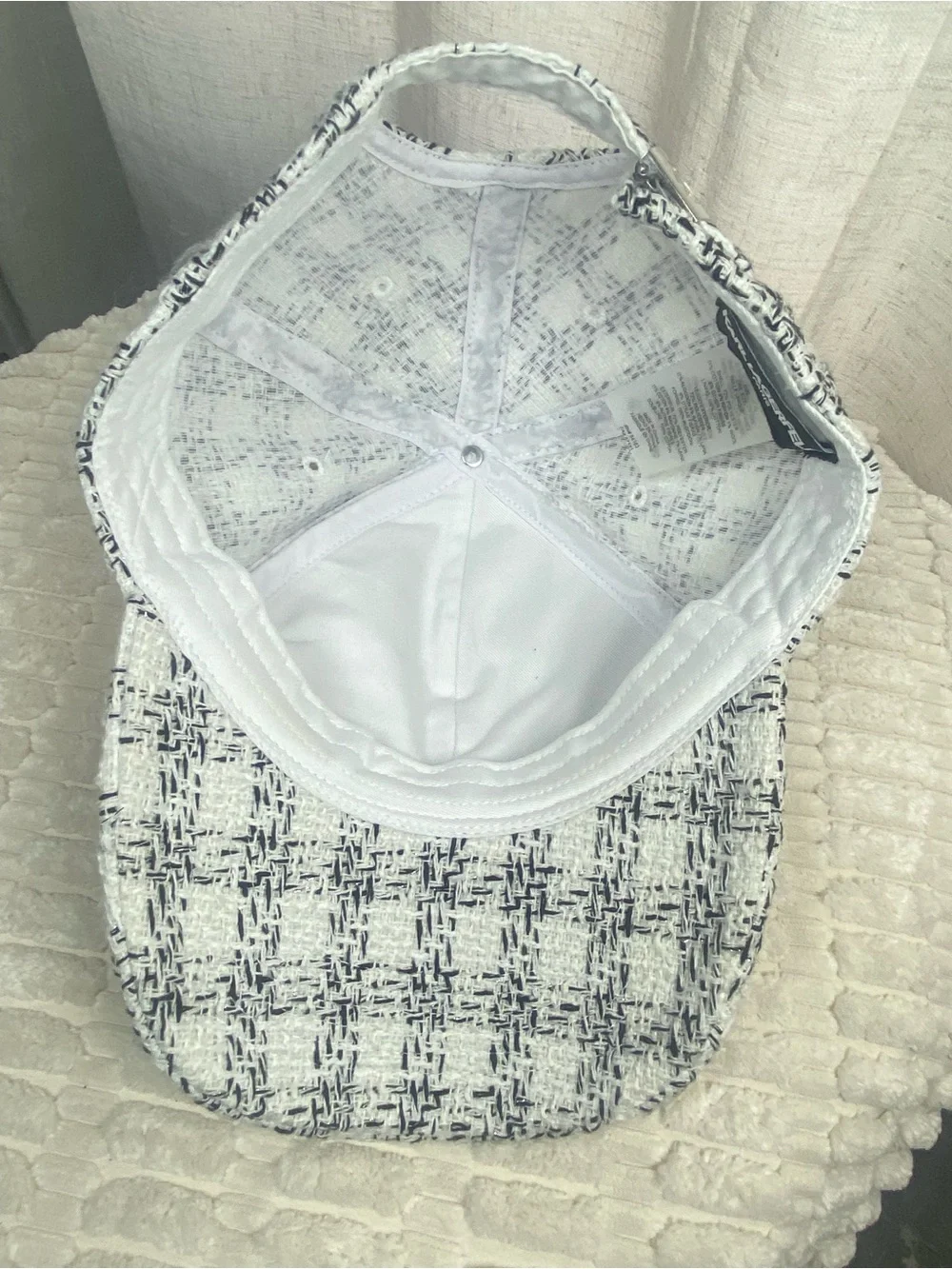 Karl Lagerfeld Paris Tweed Baseball Cap K/Signature Boucle Hat White Black